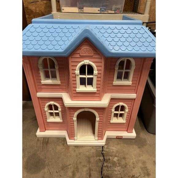 Vintage 1990's Little Tikes My Size Dollhouse Pink w/ Blue Roof 40" x 36… - Picture 1 of 4